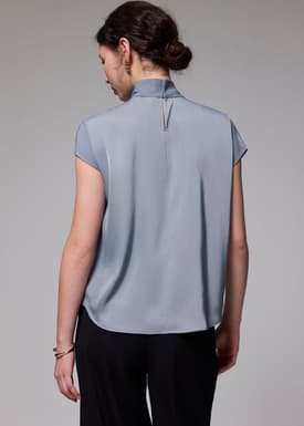 Satin Drape Collared Blouse