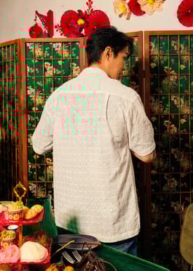 Men's Broderie Relaxed Collared Shirt