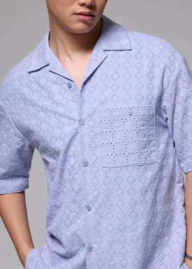 Men's Broderie Relaxed Collared Shirt