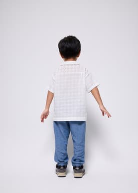 Kids' Broderie Relaxed Collared Shirt