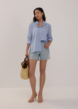 RuchedReady® Oversized Striped Tunic Shirt