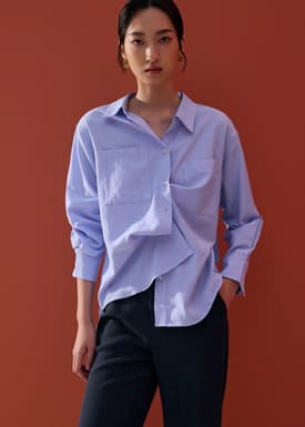 RuchedReady® Relaxed Cotton Button Down Shirt