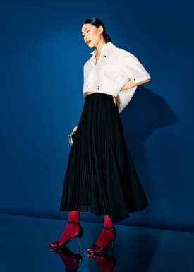 Embellished Satin Collared Boxy Crop Shirt