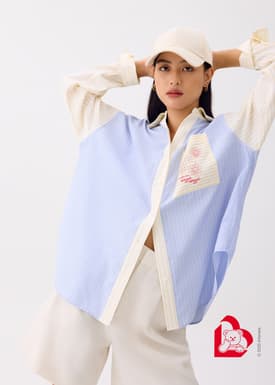 Love, Bonito | Wiggle Wiggle RuchedReady® Oversized Shirt in Light Blue