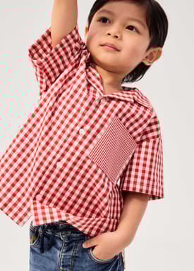 Kids' Gingham Cotton Button Down Shirt