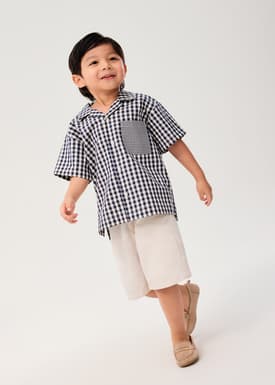 Kids' Gingham Cotton Button Down Shirt