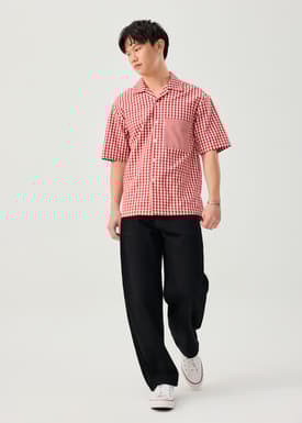Unisex Relaxed Gingham Cotton Button Down Shirt