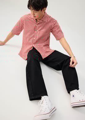 Unisex Relaxed Gingham Cotton Button Down Shirt