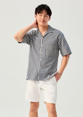 Unisex Relaxed Gingham Cotton Button Down Shirt