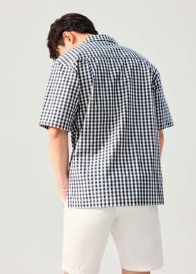 Unisex Relaxed Gingham Cotton Button Down Shirt
