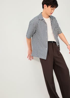 Unisex Relaxed Gingham Cotton Button Down Shirt