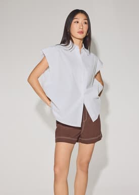 Oversized Cotton Button Down Long Shirt