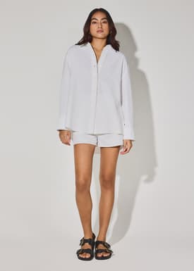 RuchedReady® Relaxed Striped Cotton Scallop Trim Shirt