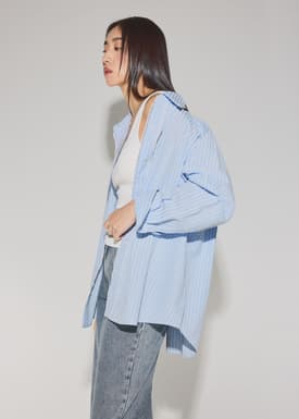 RuchedReady® Relaxed Striped Cotton Scallop Trim Shirt