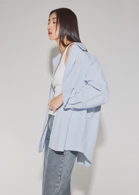 RuchedReady® Relaxed Striped Cotton Scallop Trim Shirt