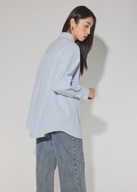 RuchedReady® Relaxed Striped Cotton Scallop Trim Shirt