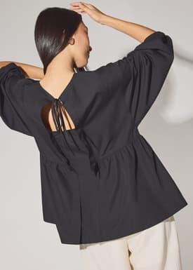 Round Neck Peplum Long Top