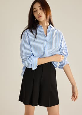RuchedReady® Striped Poplin Oversized Shirt