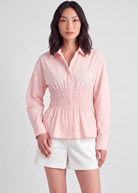 RuchedReady® Poplin Smocked Waist Shirt