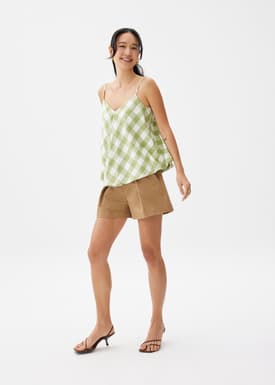 Gingham V-neck Swing Camisole Top