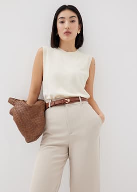Relaxed Round Neck Knit Tank Top