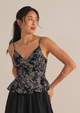 Padded Floral Peplum Camisole Top