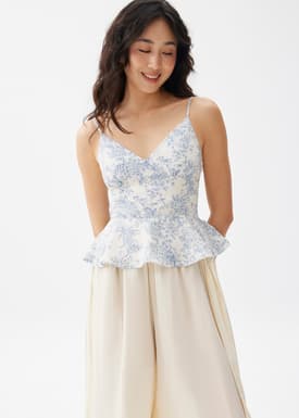 Padded Floral Peplum Camisole Top