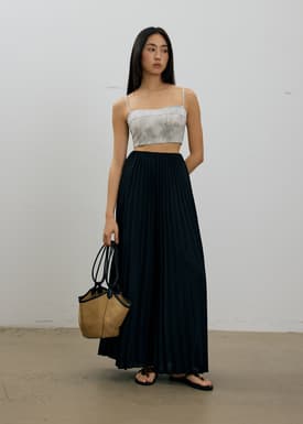Padded Abstract Smocked Crop Top