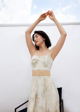 BraFree by LB Abstract Smocked Crop Top