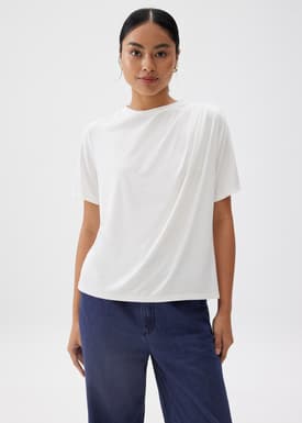 Pleated Round Neck Tee