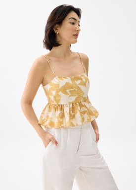 Padded Babydoll Peplum Top in Sunburst