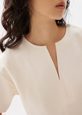 Boxy Notch Collar Crop Tee