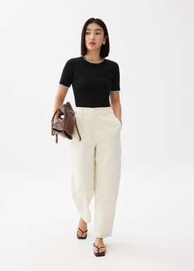 Knit Fitted Contrast Stitch Tee