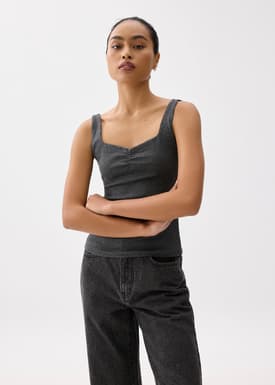 Ribbed Jersey Fitted Camisole Top
