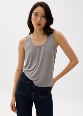 Relaxed Metallic Scoop Neck Tank Top