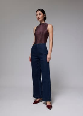 Fitted Jersey Mock Neck Top