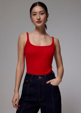 Fitted Ribbed Jersey Tank Top