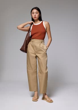 Contrast Knit Fitted Tank Top