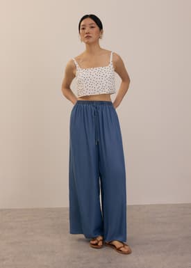 BraFree by LB Crinkled Polka Dot Crop Camisole Top