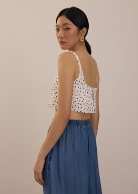 BraFree by LB Crinkled Polka Dot Crop Camisole Top