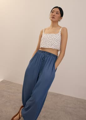 BraFree by LB Crinkled Polka Dot Crop Camisole Top