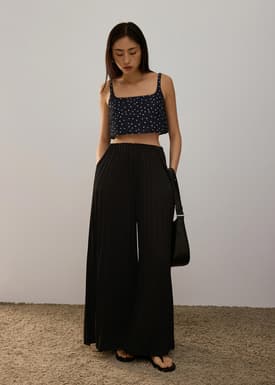 BraFree by LB Crinkled Polka Dot Crop Camisole Top