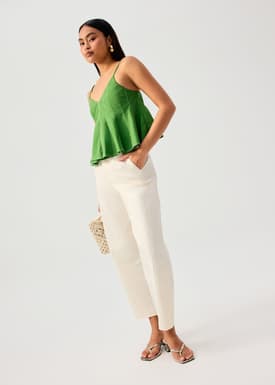 Contrast Stitch V-neck Peplum Camisole Top