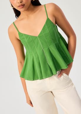 Contrast Stitch V-neck Peplum Camisole Top