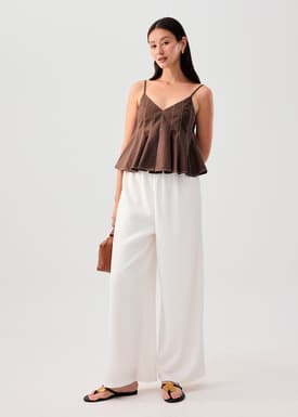Contrast Stitch V-neck Peplum Camisole Top