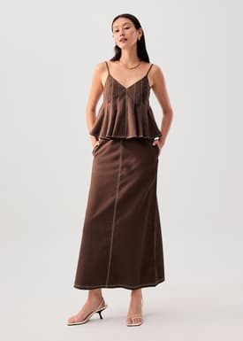 Contrast Stitch V-neck Peplum Camisole Top