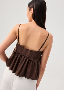 Contrast Stitch V-neck Peplum Camisole Top