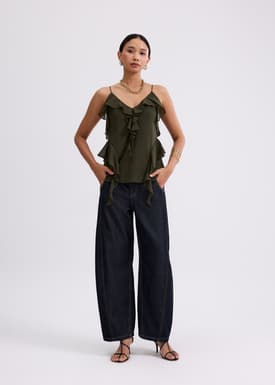 Georgette V-neck Frill Camisole