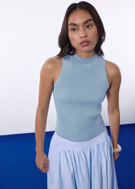 Duo Knit Mock Neck Tank Top