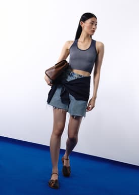 Duo Knit Scoop Neck Crop Tank Top